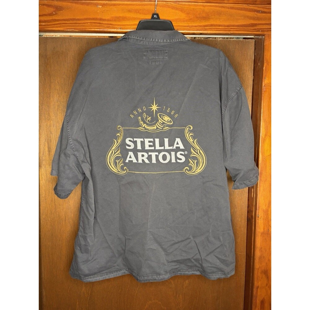 NWT Abercrombie & Fitch Mens Short Sleeve Stella Artois Shirt Grey Cropped XXL